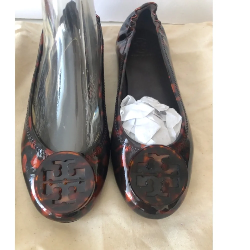 Tory Burch Tortoiseshell Patent Leather Minnie Travel Ballet Flat